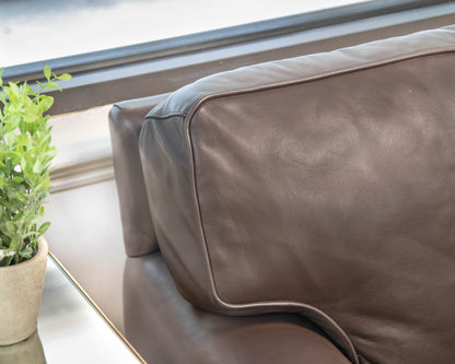 Baker "Coach Legacy" Dark Chocolate Leather Roll Arm Sofa