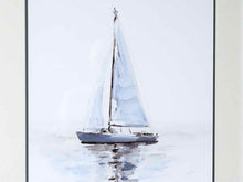 'Mirrored Sailboat II' Double Matted Art Print In White Washed Frame