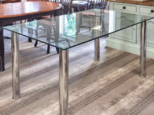 Contemporary Glass Top Dining Table with Chrome Legs