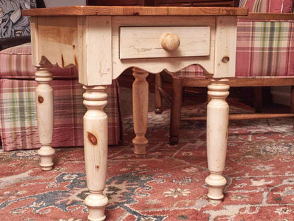 Pair Of Ethan Allen  Pine Plank Top 1 Drawer Cream Finish Side  Table