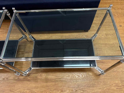 Pair of Chrome and Glass Side Tables