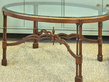 Oval Mahogany Cocktail Table with Beveled Glass Top
