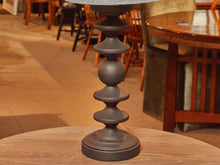 Art Deco Geometric Base & Blue Shade Table Lamp