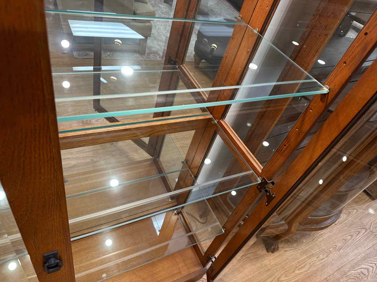 Lighted Oak Mission Display Cabinet