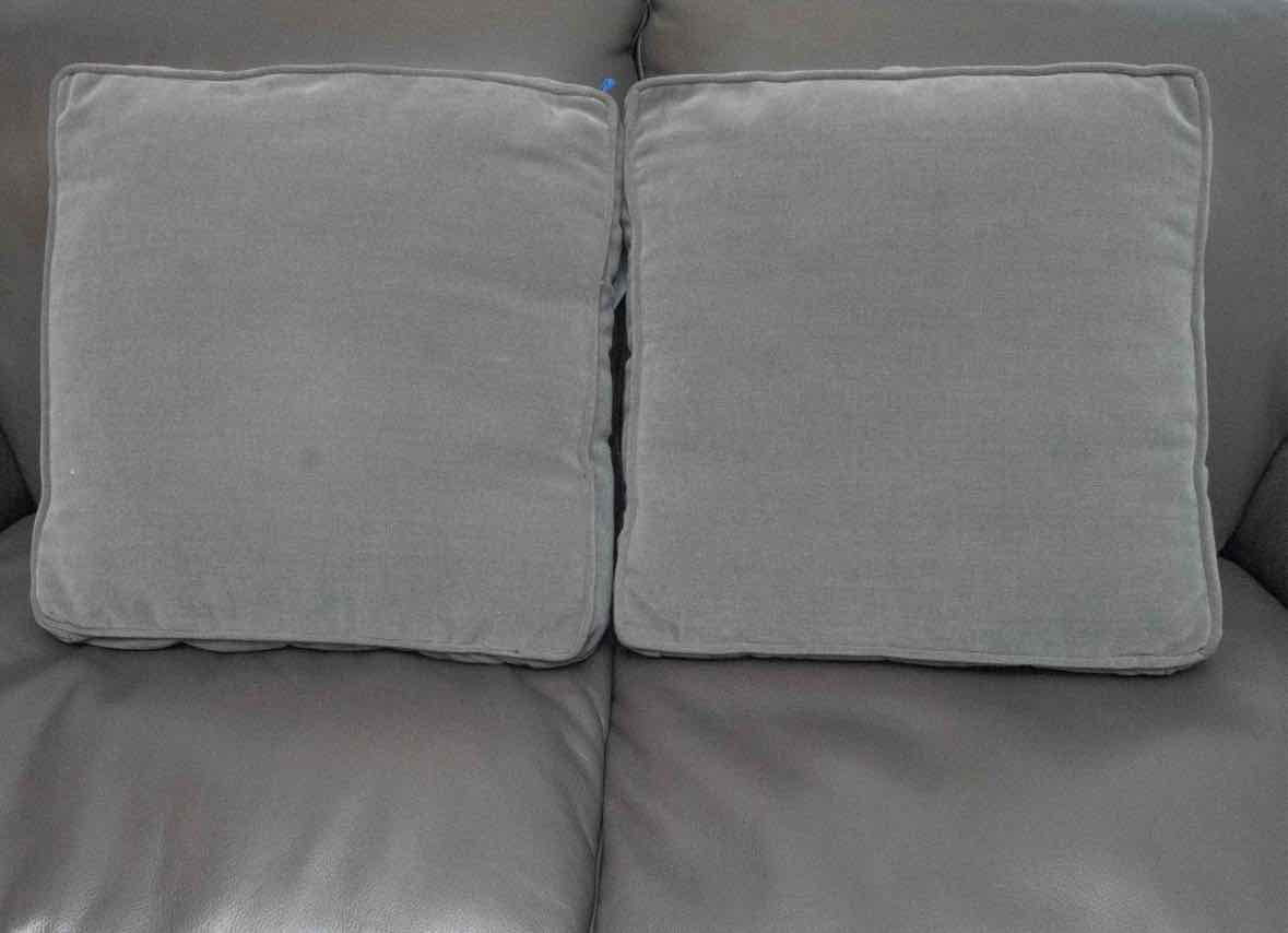 Pair Of Grey Velour Square Accent Pillows