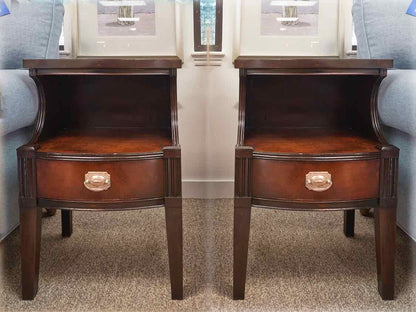 Pair of Drexel Mahogany Open Shelf Nightstands