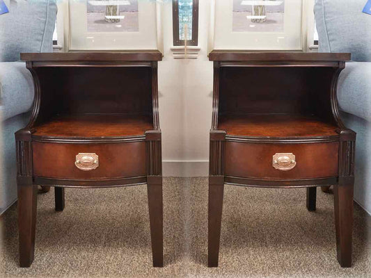 Pair of Drexel Mahogany Open Shelf Nightstands