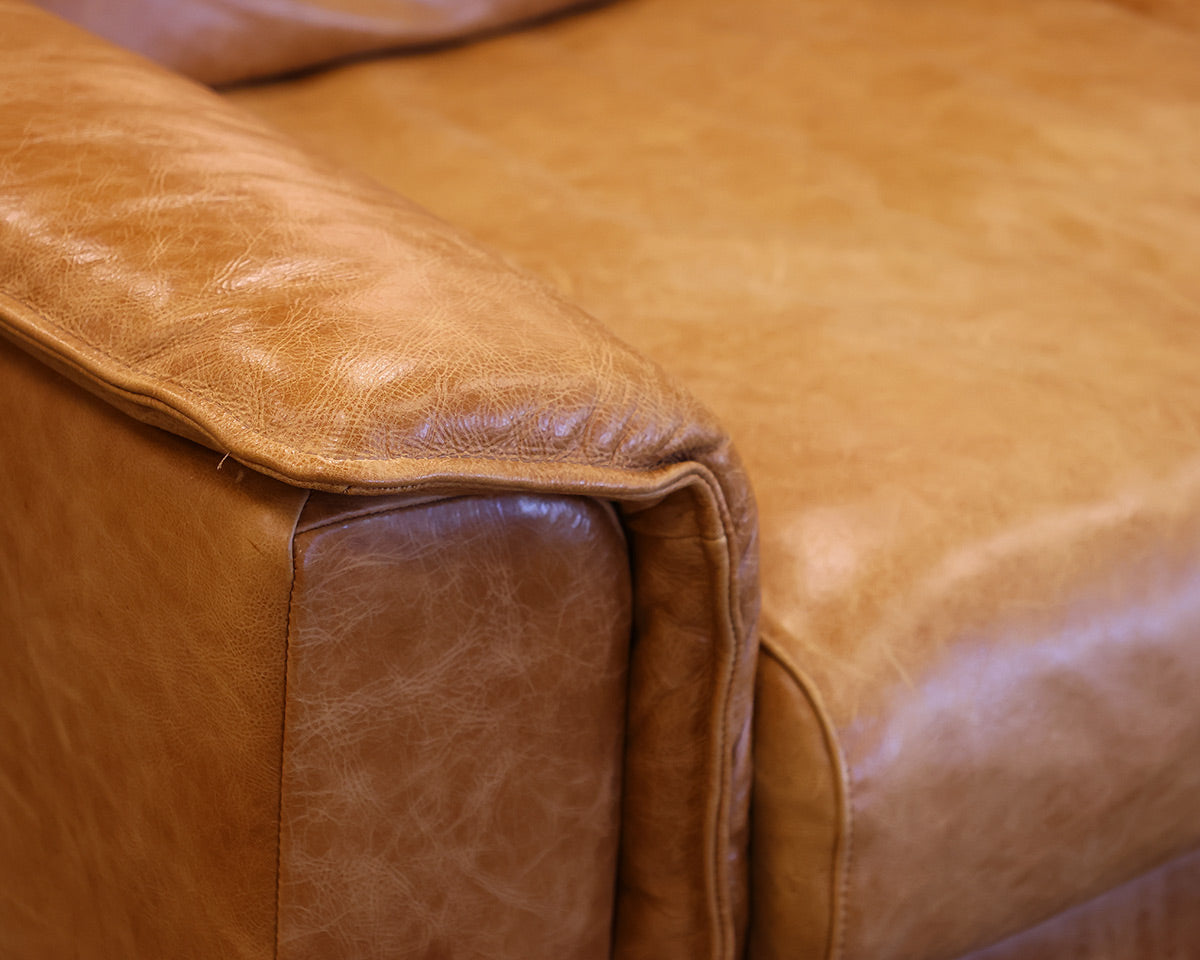 Crate & Barrel Montura Honey Leather 2 Cushion Sofa