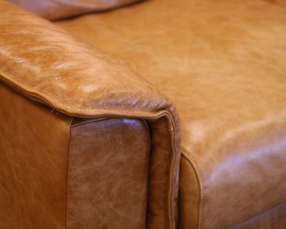 Crate & Barrel Montura Honey Leather 2 Cushion Sofa