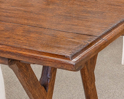 English Oak Trestle Harvest Dining Table