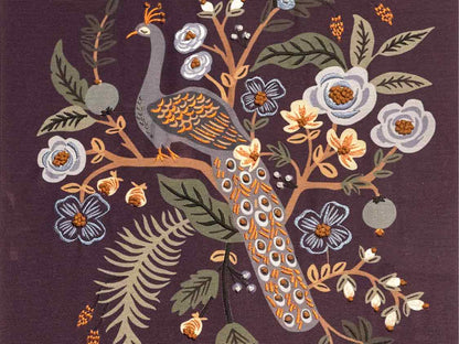 Embroidered Peacock in Light Wood Frame