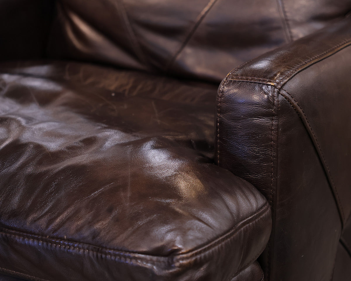 Dark Chocolate Leather Track Arm Chair