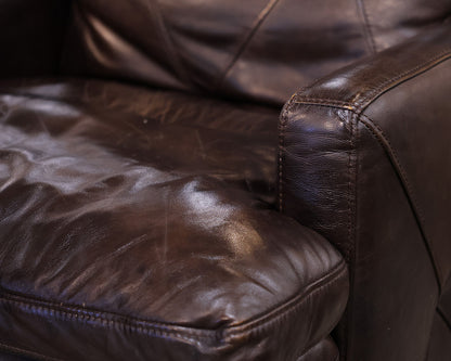 Dark Chocolate Leather Track Arm Chair