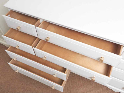 Sterling House Arctic White Finish 10 Drawer Dresser with Gold Finish Knobs