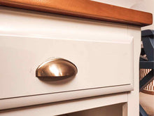 White Media Furniturewith Maple Top with 3 Drawers & 3 Cubbies