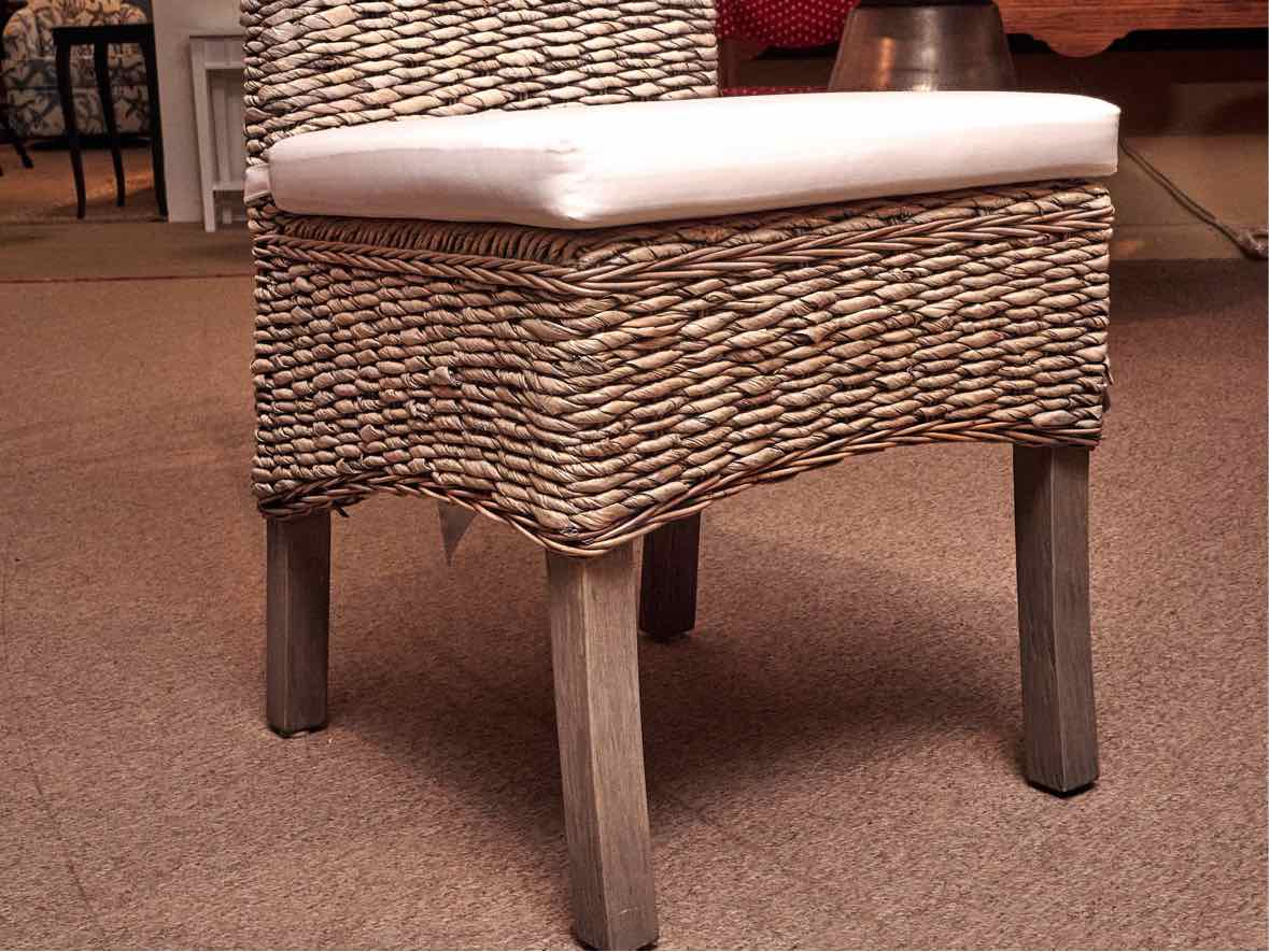 Set of 6 Whitewashed Banana Leaf Side Dining Chairs