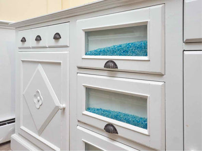 White Finish 5 Drawer 2 Door  Sideboard