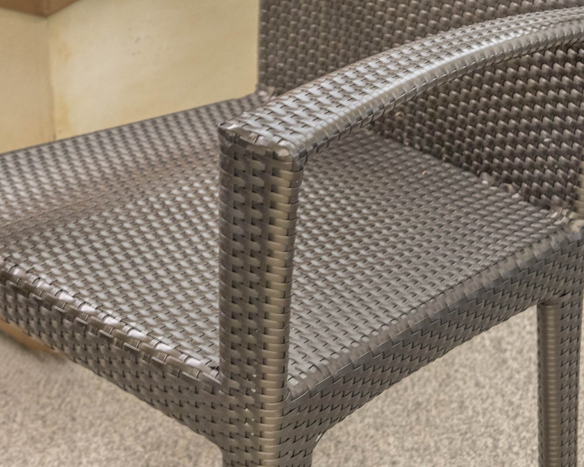 Dedon Dark Woven Outdoor Wicker Bistro Dining Set