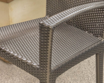 Dedon Dark Woven Outdoor Wicker Bistro Dining Set