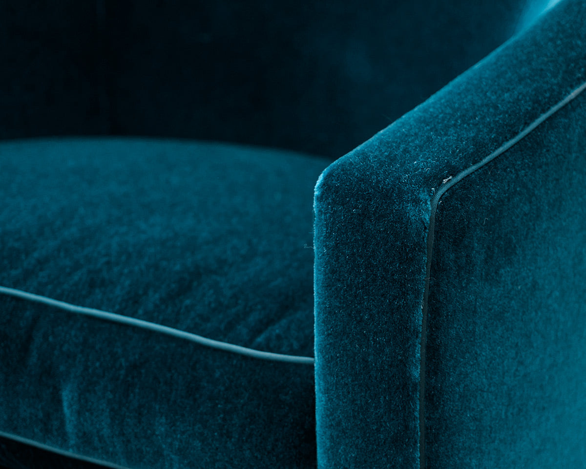 Pair of A. Rudin Custom Upholstered Swivel Chairs