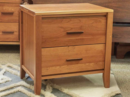 Solid Cherry Two Drawer Nightstand