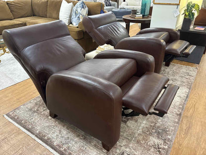Barcalounger Pair of Chestnut Brown Leather Recliners
