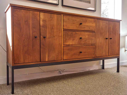 Room & Board Linear Storage Cabinet in Walnut on Natural Steel Frame
