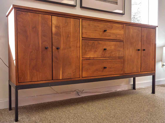 Room & Board Linear Storage Cabinet in Walnut on Natural Steel Frame