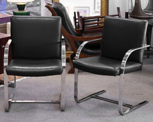 Pair of Brno Chairs in Black Leather and Chrome