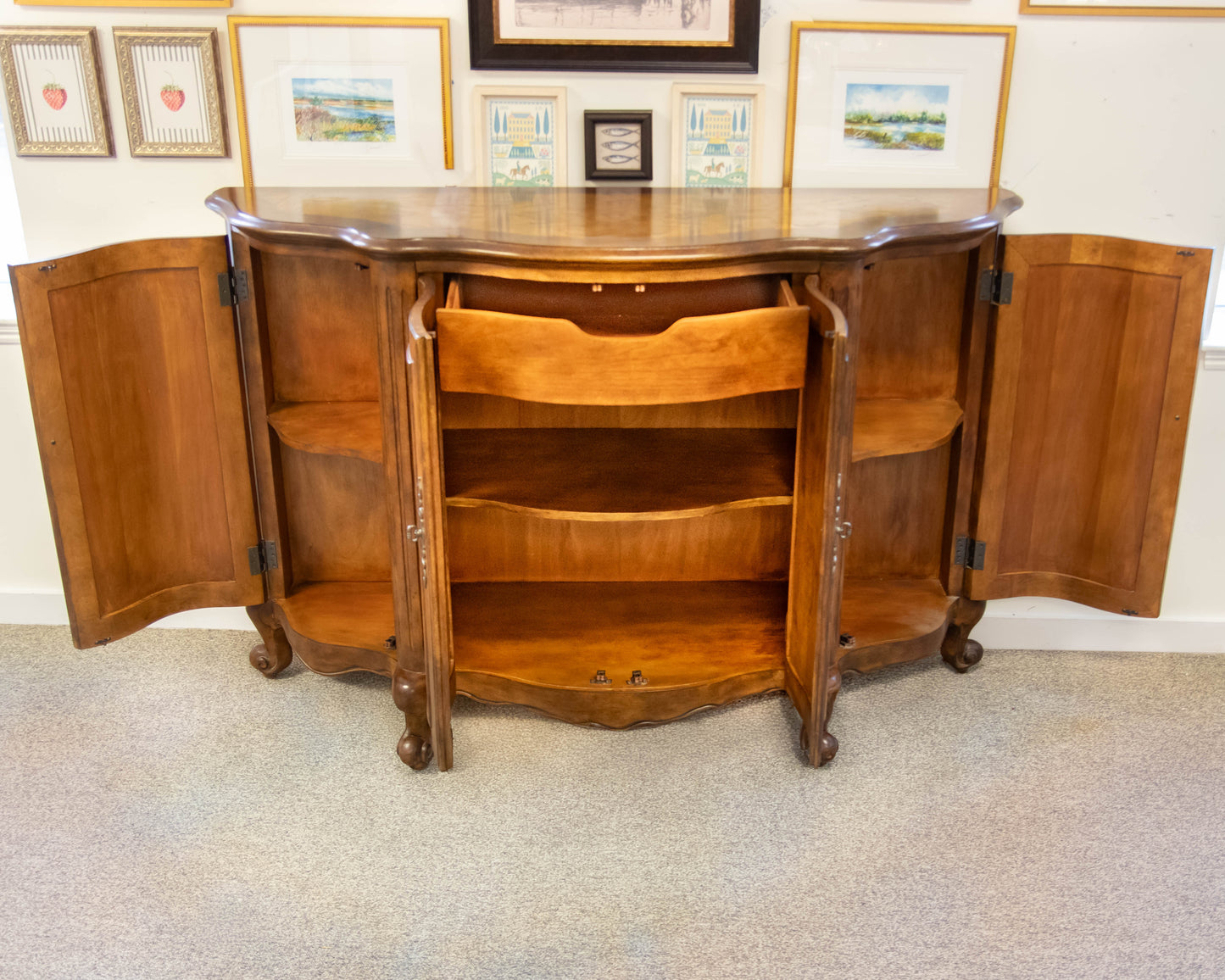 Hooker Furniture "Seven Seas" 4 Door Burled Walnut Server