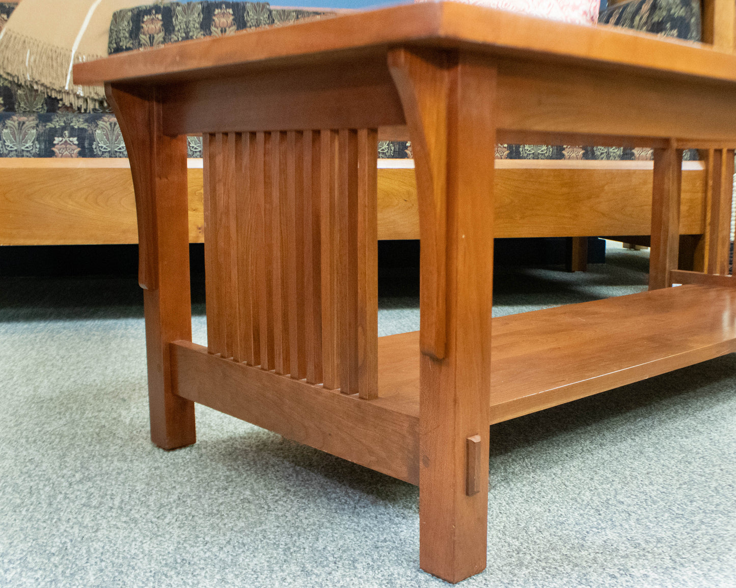 Stickley Cherry Mission Cocktail Table with Glass Insert