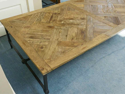 Pottery Barn  Weathered Oak Parquet Top Cocktail Table