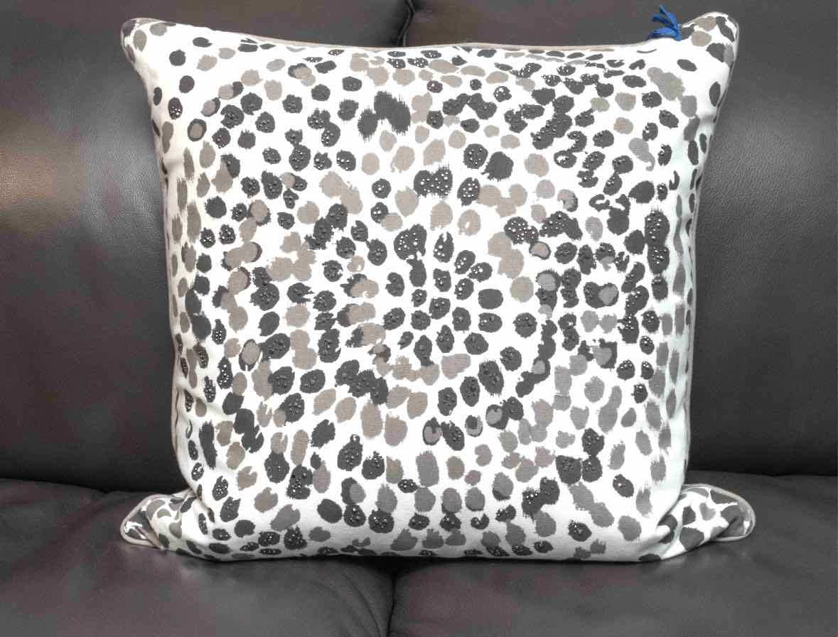 Suburban Home Duralee Gray & Cream Beaded Accent  Pillow