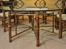 McGuire Glass Top Rattan Bamboo  Table &  8 Chair Set