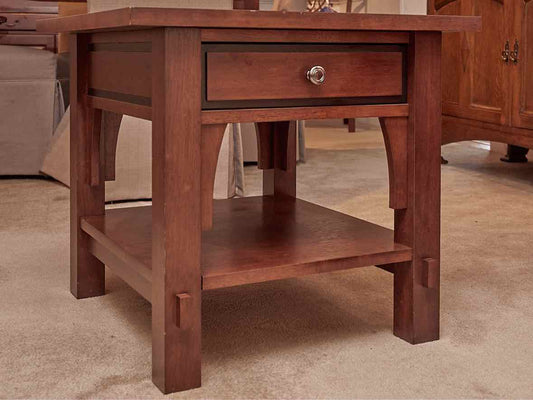 Espresso Finish Oak Mission Style Side Table
