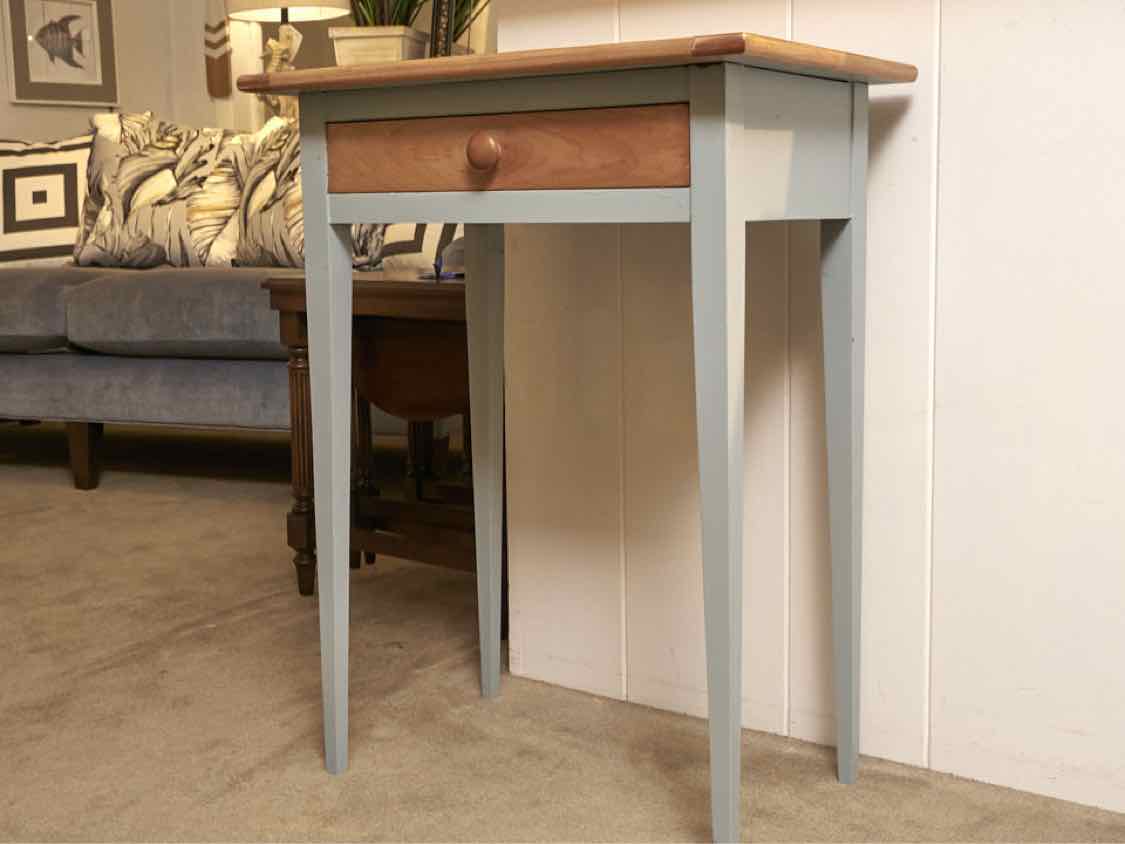 Natural Cherry Top  1 Drawer Custom 'Pewter Gray' Finish  Side Table