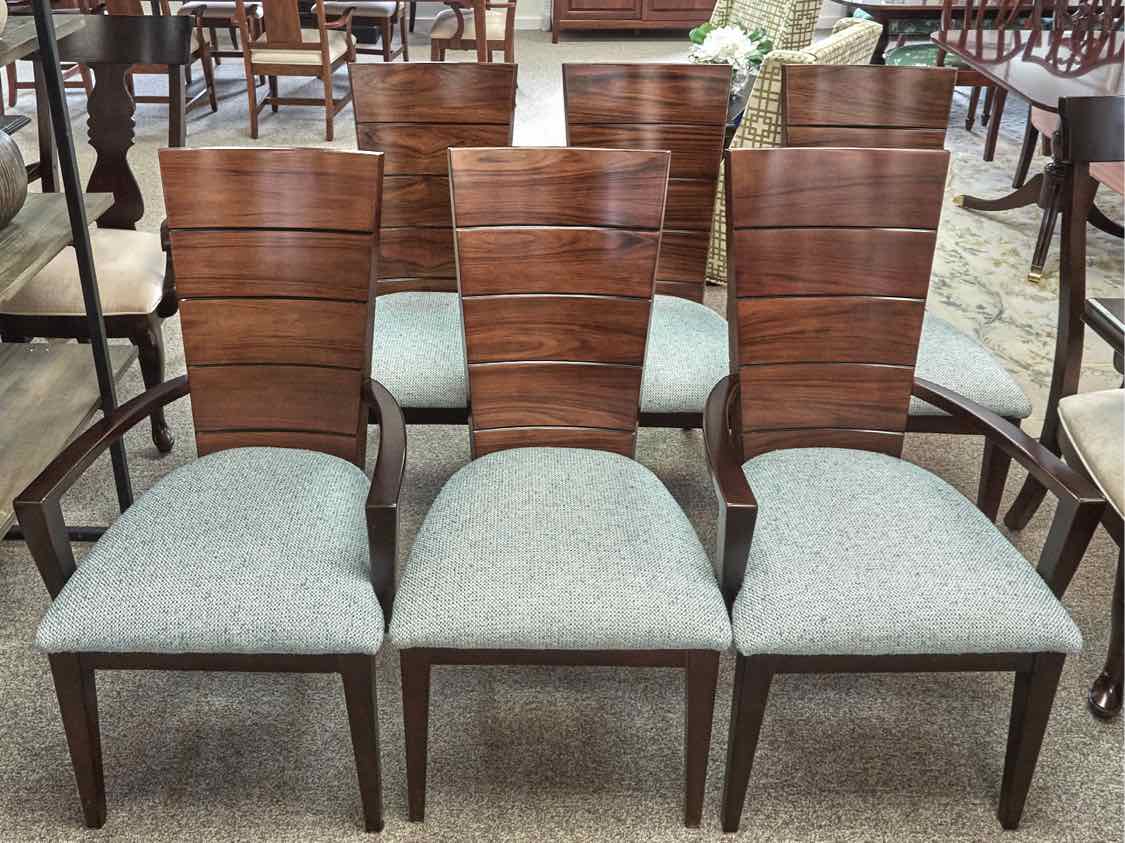Set of 6 Giorgio Collection Art Deco Dining Chairs with Sunbrella Fabric Seats