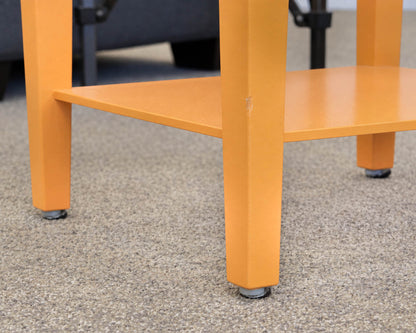 Three Hands Orange Lacquered Side Table with Mirrored Top