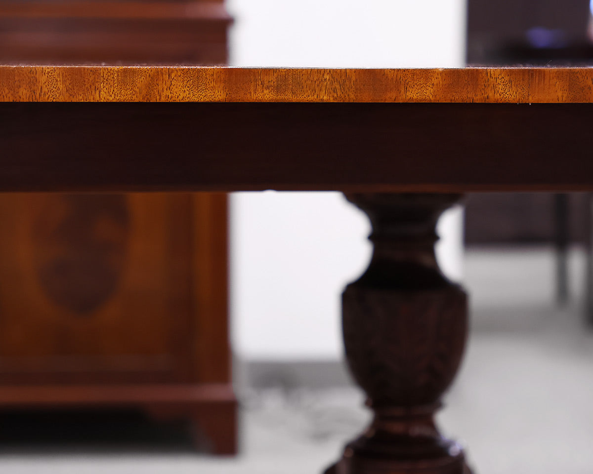 Baker Inlaid Dining Table With Two Leaves
