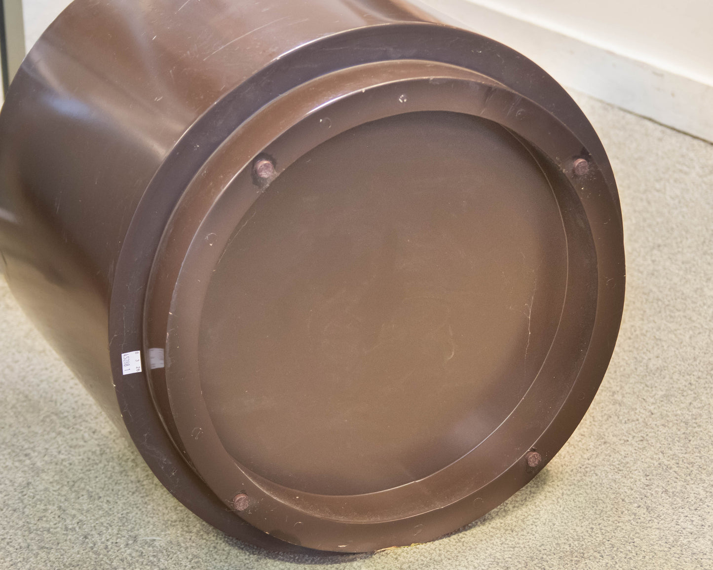 Sleek Cocoa-Finished Round Drum Base Side Table
