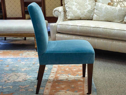 Set of 8 Lee Aqua  Blue Performance Fabric  Dining Side Chairs