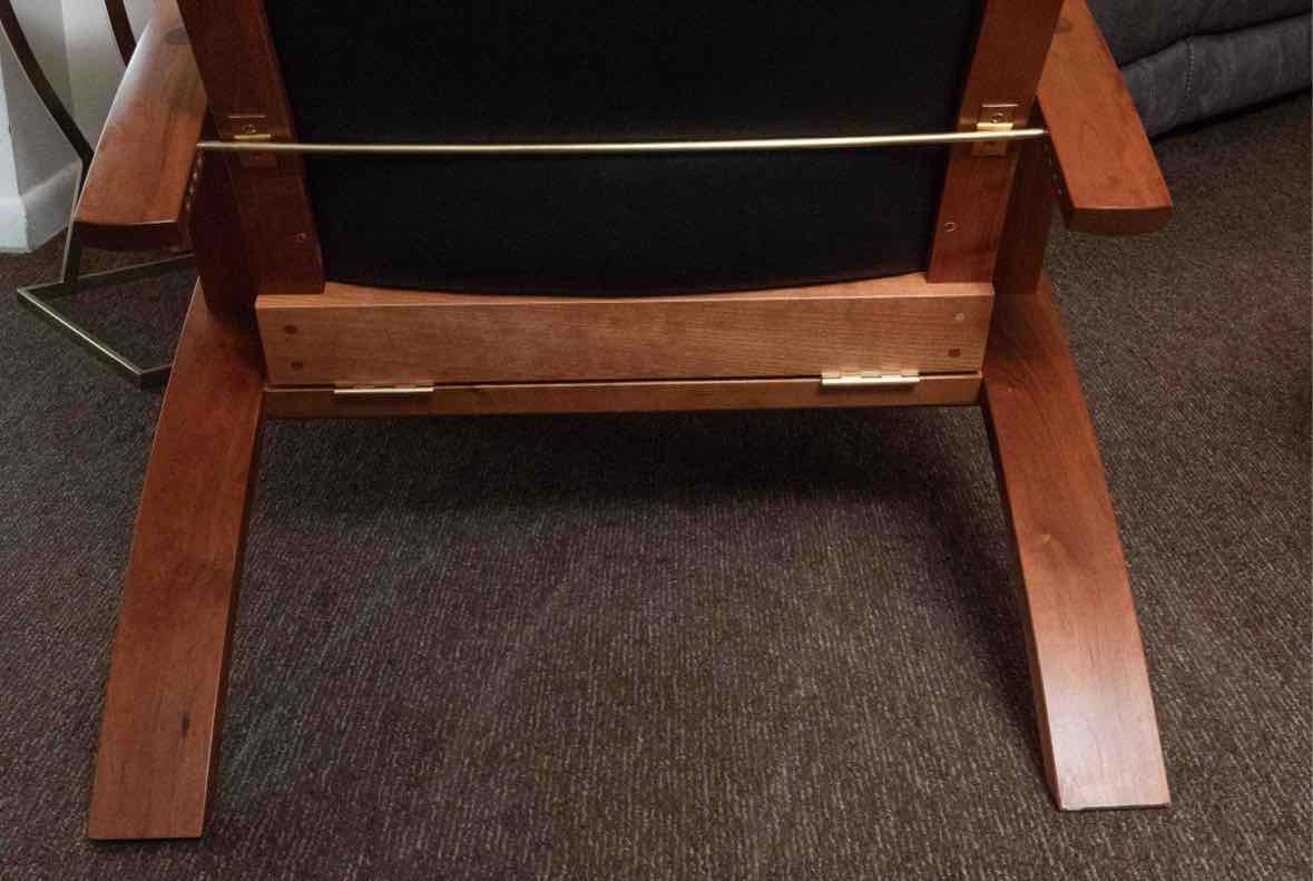 Thomas Moser Cherry Frame Black LeatherCushion   Recliner & Ottoman