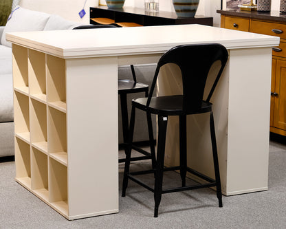 Painted Antique White Project Island With Two Stools