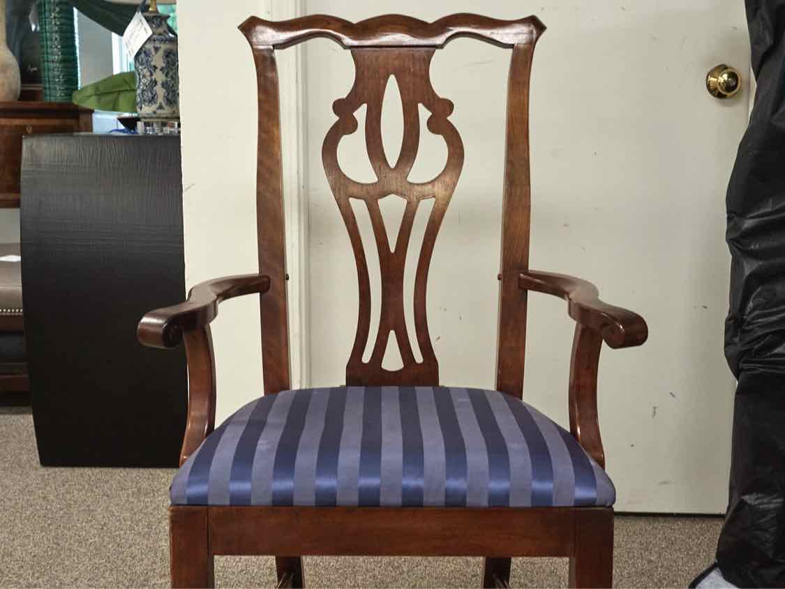 Pair of Cherry Framed Chippendale Arm Chairs