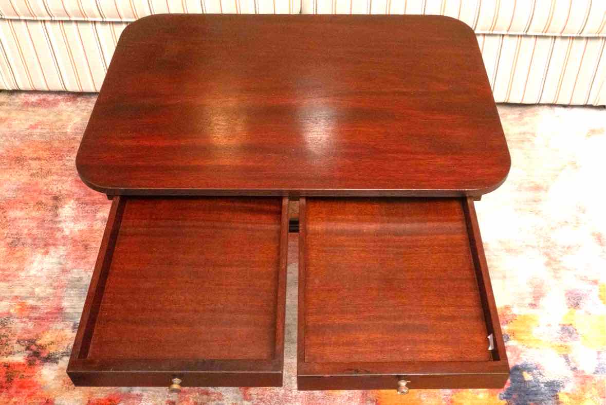 Mahogany Bench Made Cocktail Table with 2 Drawers