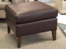Square Embossed Leather Ottoman in Dark Brown
