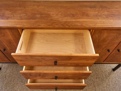 Room & Board Linear Storage Cabinet in Walnut on Natural Steel Frame