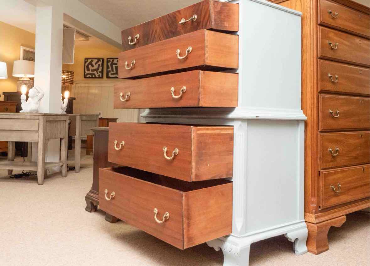 Mahogany 3 Over 2 'Ice Blue' Finish Chest