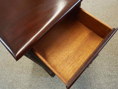 Solid Mahogany 1 Drawer Nightstand with Column Sides & Open 1  Shelf