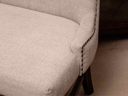 Grey & Black Fleck Upholstered Bench with Nailhead Trim